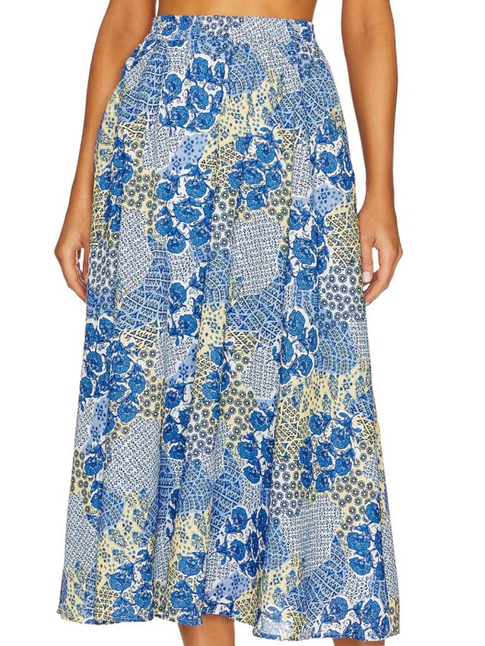 PEIXOTO REVOLVE Paula Midi Skirt Blue/Yellow